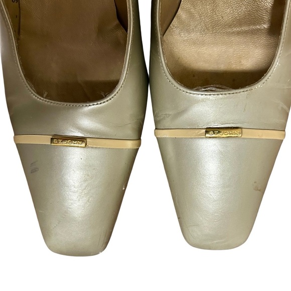 St. John Made in Italy Sage Green Leather Heels - Size 8 AA - Picture 6 of 8